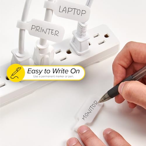 Image of Wrap-It Storage Cable Labels - Medium, White (30-Pack) Write On Cord Labels, Wire Tags for Cable Management and Organizer for Electronics, Computers and More