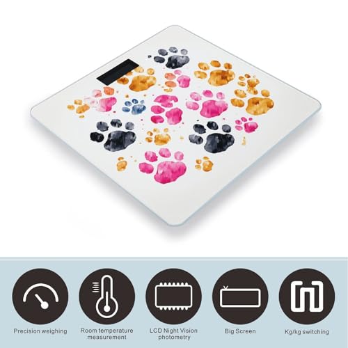 Báscula digital de baño con diseño patas de perro coloridas miniatura 3