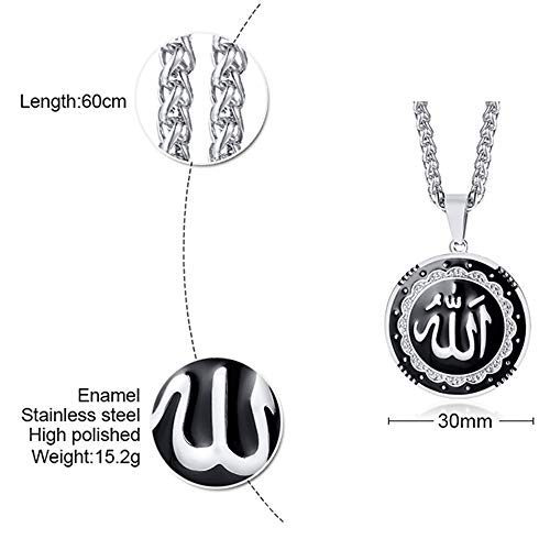 Jude Jewelers Stainless Steel Round Shape Muslim Islamic Religious Pendant Necklace2
