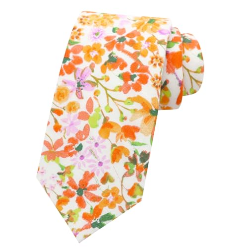 Image of Luckyvestir Mens Tie, Floral Neck Tie, Skinny Ties for Men 2.56'', Flower Printed Cotton Neck tie for Wedding Business Groom