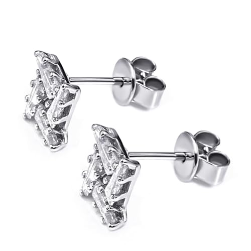 Moissanite Stud Earrings for Women, DF/VVS Clarity, Sterling Silver with 18K White Gold Plated4