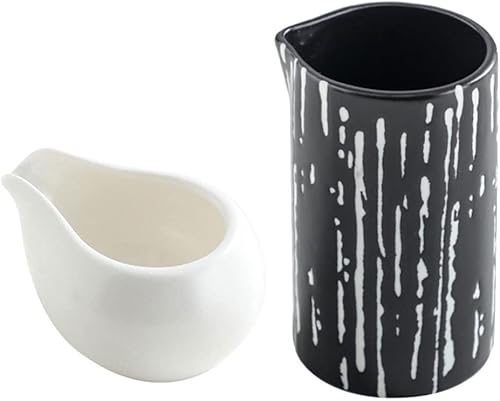 DOITOOL Jarrón de cerámica blanca, chupitos de crema de cerámica, 2 jarras de porcelana para café, té, leche, mermelada, salsas, jarrón de cerámica