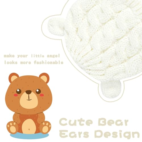 RAOEXI Unisex Baby Toddler Hat and Mitten Set Winter Knitted Thick Warm Beanie Cap Gloves for Infant Boys Girls2