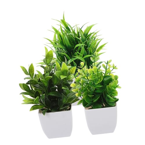 Ipetboom 3Piezas Plantas Artificiales Macetas Negras Falsas Decorativas para Hogar y Oficina Compacto para Reducidos