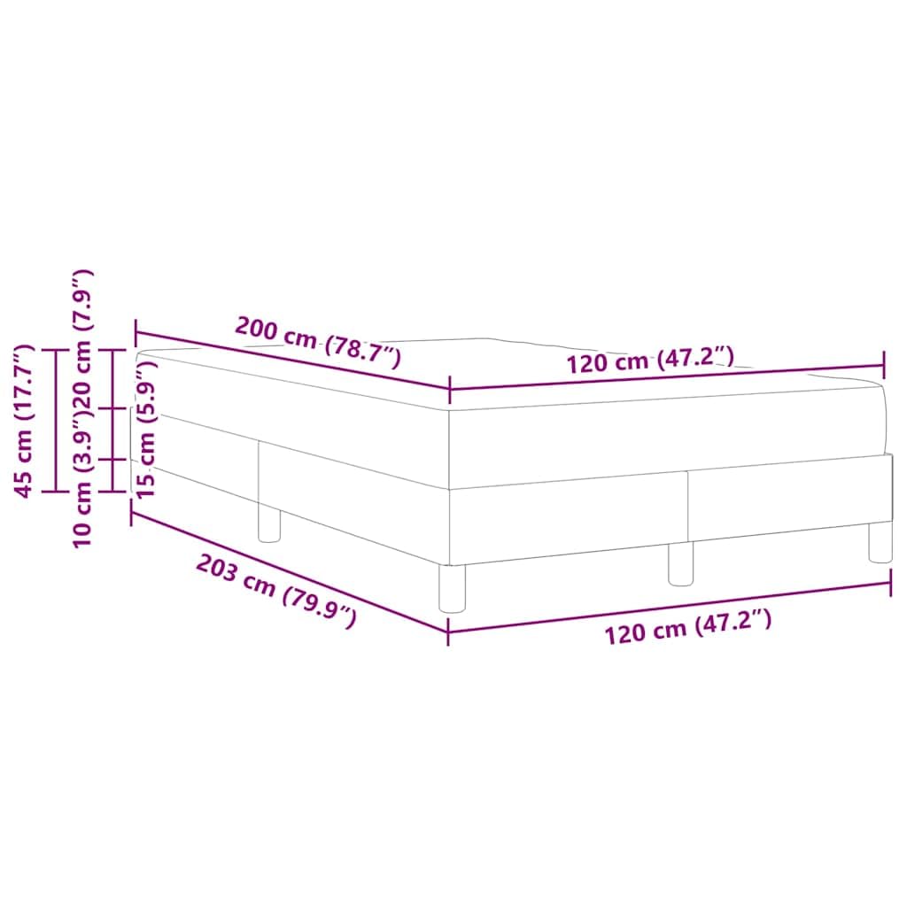 vidaXL Boxspringbett mit Matratze Schwarz 120 x 200 cm Stoff, Moderner Bettgestell, rechteckige Schlafbasis, Stabiler Boxspring, Coole Optik, Holz, gemütliche Plattform