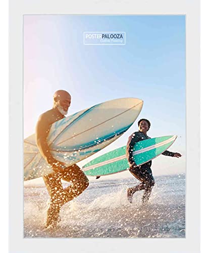 Poster Palooza 9X11 Contemporary White Wood Picture Frame - Uv Acrylic, Foam Board Backing, & Hanging Hardware Included! #TOP4