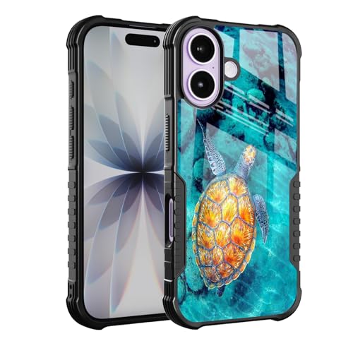 FJyuanqi Compatible with iPhone 17 Case for Men Women, Sea Turtle Cute Design Heavy Duty Anti Slip Shockproof Hard PC Backplane Soft TPU Prevention Protective Case for iPhone 17