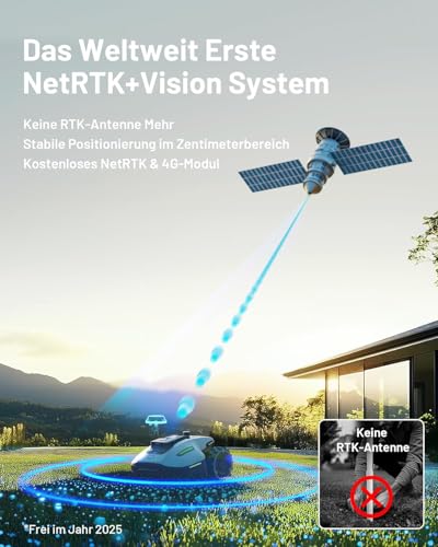 MAMMOTION YUKA Mini 700 Mähroboter ohne Begrenzungskabel, Empf. 700 m²(Max.1100 m²), NetRTK+Vision Rasenmäher Roboter, KI Smarte Hindernisvermeidung, App-Steuerung mit 4G-Modul, 50% Steigung