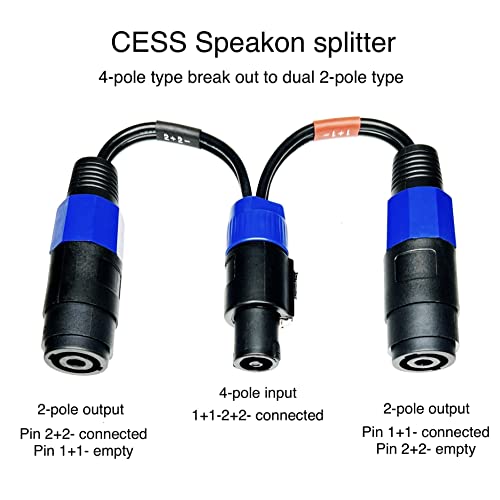Cable divisor Speakon 4 polos a doble 2 polos 6 pulg 2 pzas miniatura 5
