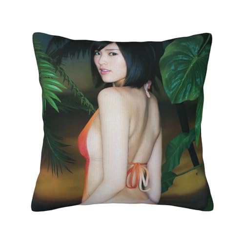 山本 彩 22 枕カバー抱き枕カバーファッション45 x 45 cm部屋装飾両面正方形の部屋プレゼントルーム装飾車隠しファスナー クッション 18x18in