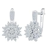 Verschluss - Schanierverschluss: Diese Klassiker Creolen Ohrringe Hängend verfügen über ein Tropfen Kronleuchter Design mit Blumenform/ Kugelform, mit klarem zirkonia pavé verziert ist, die das Licht wunderschön einfangen. Schanierverschluss, leicht zu tragen, und Sie werden lieben, wie sie an Ihren Ohren aussehen und sich anfühlen.