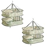 COVRA 2-Pack 23.6×15.7×3.5 Inches Single Layer, Double-Layer Foldable Mesh Drying Rack, Rectangular Hanging Sweater Dryer, Dark Green Clothes Drying Rack