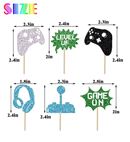 Biabisd 12 Pcs Video Game Cupcake Toppers Level Up Video Game Theme Birthday Party Cupcake Decorations Supplies Kids Boys Girls Birthday Anniversary Party Decorations Supplies #TOP1