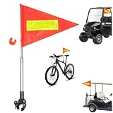 Hahace Golfwagen Fahnenmast Fahne Für Fahrrad Reflektierend Flagge Fahrrad Fahnen mit Stange für Sicherheit Kinderwagen Rollstuhl Golfwagen Zubehör Für Scooter Outdoor Sicherheitsausstattung