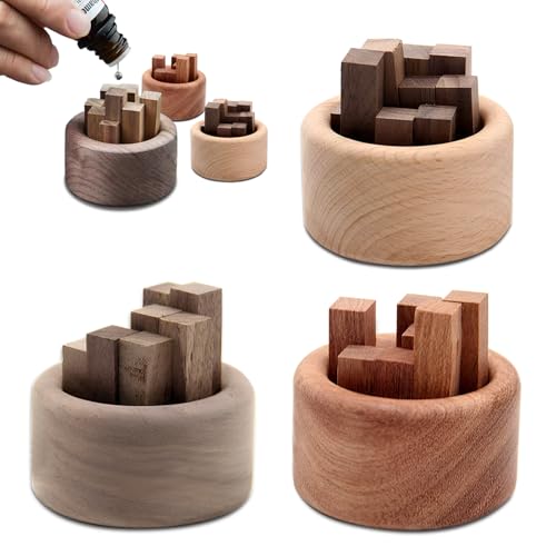 Wshxjzyay 3 Pieces Wood Diffuser for Essential Oils, Aromatherapy Diffuser Black Walnut Wood for Home Office Bedroom Car