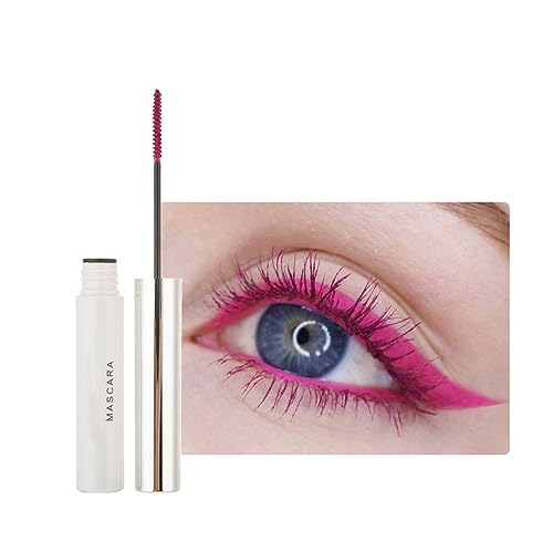 2PCS Wasserfeste Wimperntusche Eyelash Primer, farbenfrohe Fiber Extra Long Voluminous Lash Mascara, Volumen, Schwung, Verlängerung & Smudge Free Mascara (12# Pink)