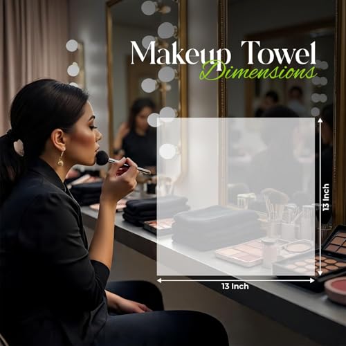 Image of DAN River Black Makeup Towels - Pack of 6 (13x13 in) - Ultra Soft Cotton Face Towels with Embroidery - Reusable, Quick-Dry & Machine Washable Makeup Remover Cloths for Bathroom, Spa & Salon