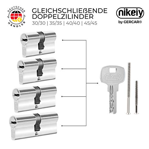 GERCAR Profilzylinder Schließzylinder Zylinderschloss 35/35 Doppelzylinder Türschloss - inkl. 10...