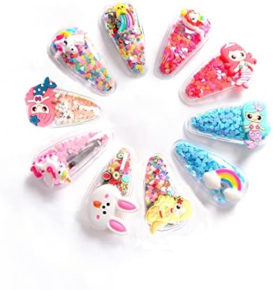 TANLOMY Sparkle Girl Hair Clips, 10 Pieces Barrettes Kit for Toddler Girls, Glitter Hair Pin Kids Hair Accessories Gift Set for Daily Wearing or Parties