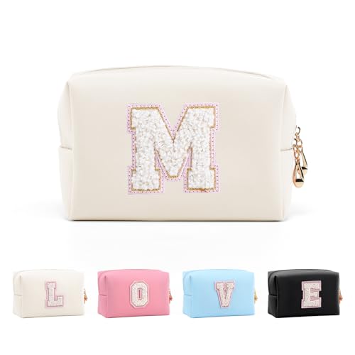 Anntry Bolsa de Maquillaje, Bolsa de Cosméticos Impermeable de Viaje, PU Cuero, Neceser de Baño, Bolsa De Aseo Y Almacenamiento para Mujer,Cosas Preppy para niñas Adolescentes (Letra A-Z)
