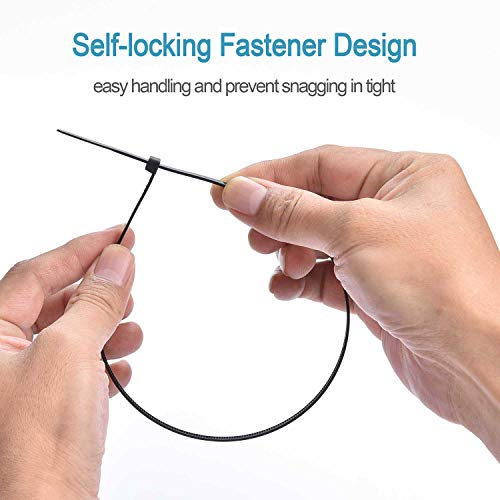 Hmrope 100Pcs Cable Zip Ties Heavy Duty 12 Inch, Premium Plastic Wire Ties With 50 Pounds Tensile Strength, Self-Locking Black Nylon Zip Ties For Indoor And Outdoor #TOP4