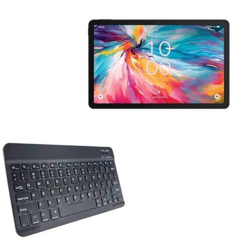 BoxWave Keyboard Compatible with TCL Tab 10 NXTPAPER 5G - SlimKeys Bluetooth Keyboard, Portable Thin with Chiclet-Style Keys - Jet Black