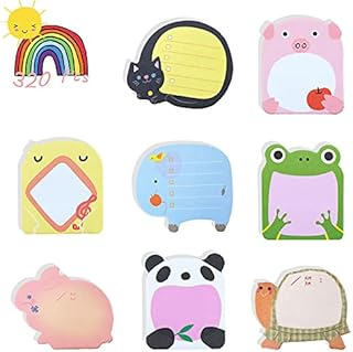 Animal Self Sticky Notes Set, 16 Pads Cute Animals Sticky Post Notes, Cartoon Sticky Notes for Office Memo,School Kids,Home,Student