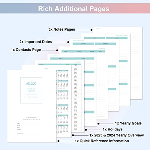 Allgod 2023-2024 Planner Weekly & Monthly Agenda Book Yearly Calendar Planning To Do List Notebook, Jul 2023- Jun 2024 With Monthly Tabs, Inner Pocket,Waterproof Cover,Pen Loop,Spiral Bound (Blue Butterfly, A5) #TOP4