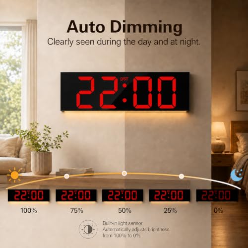 Image of JALL 22 inch Extra Large Digital Wall Clock, Giant LED Display with Remote Control, Digital Clock with Jumbo Numbers, Countdown Timer for Gym, Office, Living Room, Classroom, Home Decor, Warehouse