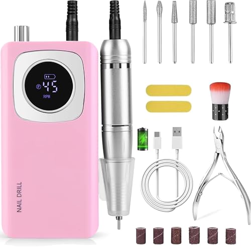 Kit manucure pédicure sans fil rose avec ponceuse ongles acrylique portable
