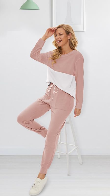Image of Fengbay Two Piece Outfits for women Long Sleeve Crewneck Pullover Tops And Pants Sweatsuits Lounge Set with Pockets 2026