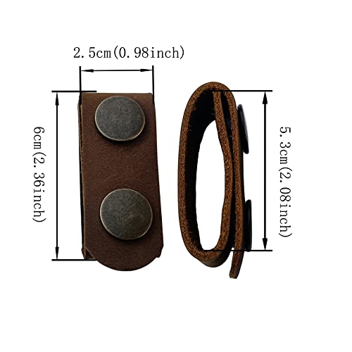2 Pack Leather Belt Keepers+2 Solid Brass Buckles,Belt Keepers For Duty Belt Leather Belt Loop Keychain (Brown) #TOP1