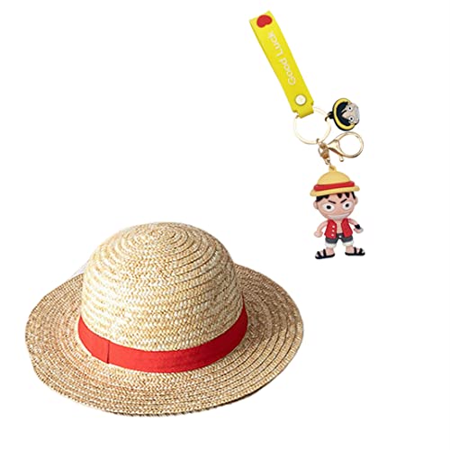 Chapeau de paille Anime Cospaly Anime Dress Up Chapeau de soleil avec porte-clés Anime Jaune, jaune Cover