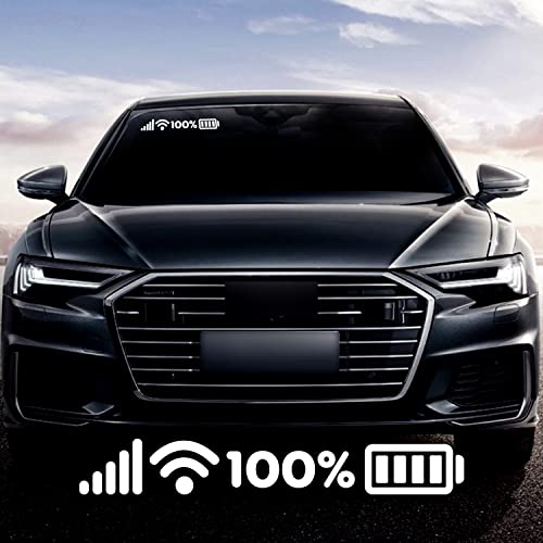 Nouiroy Signal WiFi Full Battery Sign Funny Electric Stickers for Car, Car Window Stickers Unique Vehicle Decals Styling Decorative Auto Rear Window Decal Electric Car Mirror Home Decoration, White