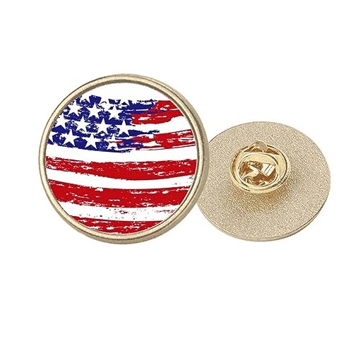 Broche ronde en métal doré drapeau américain taille M pour veste et chapeau