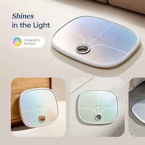 Image of Etekcity Smart Rechargeable Scale for Body Weight, BMI, Fat, Muscle Mass, FSA&HSA Eligible, Digital Bathroom Scale with 13 Metrics, Secret Mode, Bluetooth Connect to Free Apps, Rainbow White