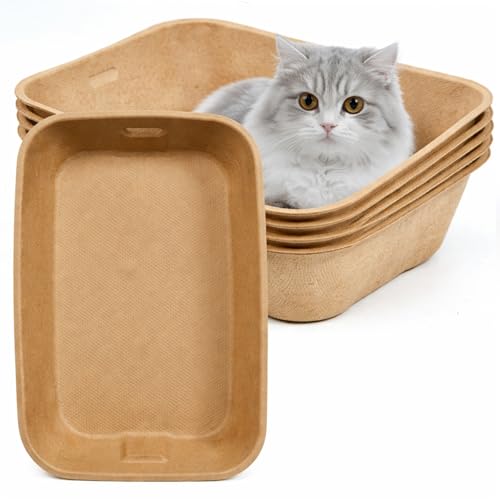 Tessco for you 15 Pack Disposable Cat Litter Box Large, 3.5mm Thick, Sturdy Leak Resistant, 16'' x 11.2'' x 3.7'' Tray, No Scrubbing, Odor Control, for Travel/Indoor Use Standalone or As Liner