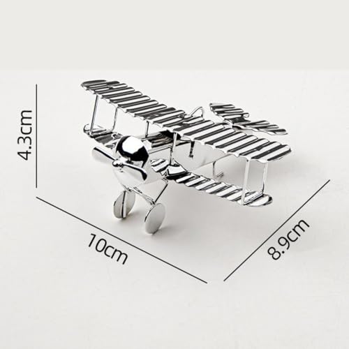 Image of Brass Aeroplane Model Showpiece, Antique Table Top Miniature Decorative Showpiece for Home Decor & Office Table with Silver, Glossy and Shiny Finish (3.5inch, Silver)