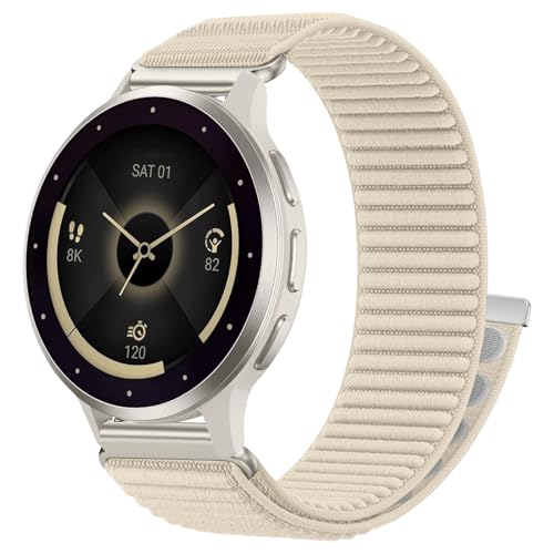 Hook Loop 18mm Watch Band Compatible with Garmin Vivoactive 4S/Vivoactive 3S/Venu 4 41mm/Venu 3S/2S Band Soft Nylon Breathable Sport Smartwatch Bands for Garmin Forerunner 255S/265S Strap Women Men
