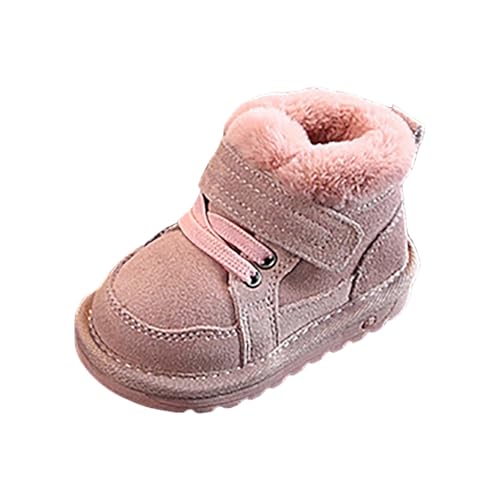 IWIHMIV Girl's Warm Walking Shoes Kids Winter Fleece Boots Non Slip Outdoor Ankle Boots Outdoor Warm Walking Shoes