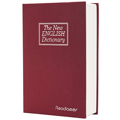 Readaeer Dictionary Diversion Secret Book Safe Portable Travel Box with Key Lock Steel Large-Red
