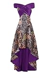 DINGZANCAMO Off Shoulder Camo Military Dance Prom Dresses Bridesmaid Dress High Low 8 Purple