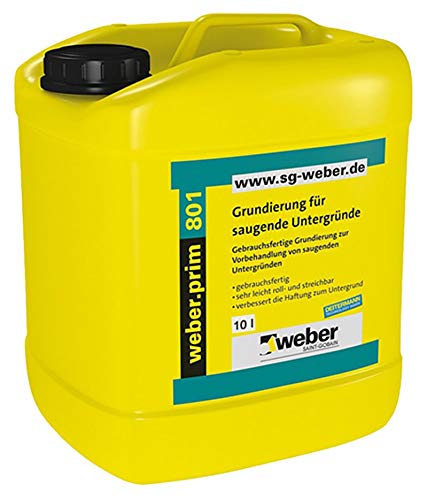 weber.prim 801 - Grundierung für saugende Untergründe, 10ltr - transparent, für Putz, Gips, Beton, Estrich, Zementplatten