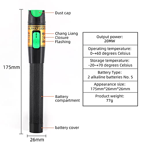 Image of 5KM-30KM Visual Fault Locator 2.5mm Interface Suitable for SC /FC /ST Interface with FC Male LC Female can use LC Interface（Visual Fault locator20KM）
