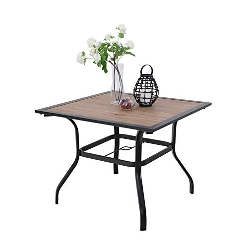 Image of PHI VILLA 37 inch Patio Table for 4, Metal Table w /Polywood Top
