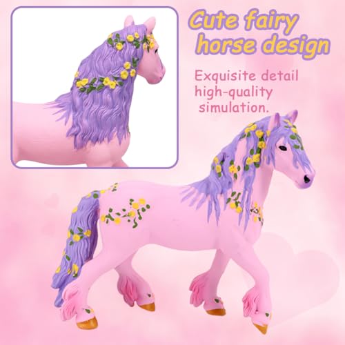 QWEPU Einhorn Spielfigur Meereseinhorn, Pferde Spielfigur Einhorn, Mythische Pegasus Modell Magische Energie Kreatur Rosa Pferde, Fantastische Figuren Geschenk für Mädchen und Jungen 13 x 10 cm