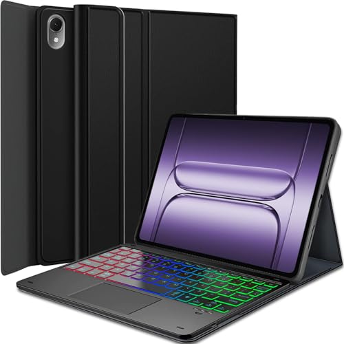 Image of Touchpad Keyboard Case for OnePlus Pad 3 (13.2 Inch) 2025, 7 Color Rainbow Backlight Detachable Bluetooth Trackpad Keyboard Folio Smart Cover