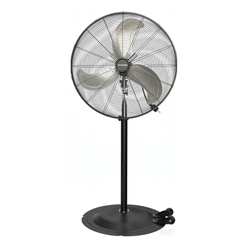 Fanniverse 30-Inch Heavy Duty Pedestal Fan, 9500 CFM High Velocity Oscillating Metal Standing Fan with Rolling Casters, 3-Speed Commercial Industrial Fan for Large Warehouse, Garage & Shop (UL Listed)