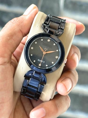 Image of styledose Women Analogue Wrist Watches for Women's & Girls&Ladies Diamond Studded Dial Rosegold Colored Stylish Bracelet Strap