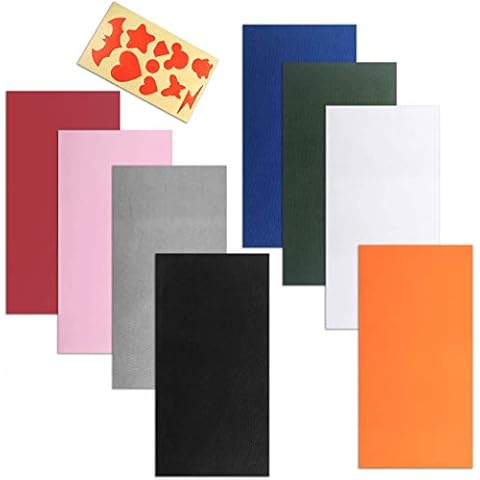 ACKLLR 8 Pieces Self-Adhesive Repair Patches with DIY Model Guide Paper, Waterproof Lightweight Polyester Repair Stickers for Clothing Holes Raincoat Backpacks Tent Sleeping Bag Down Jacket Cover